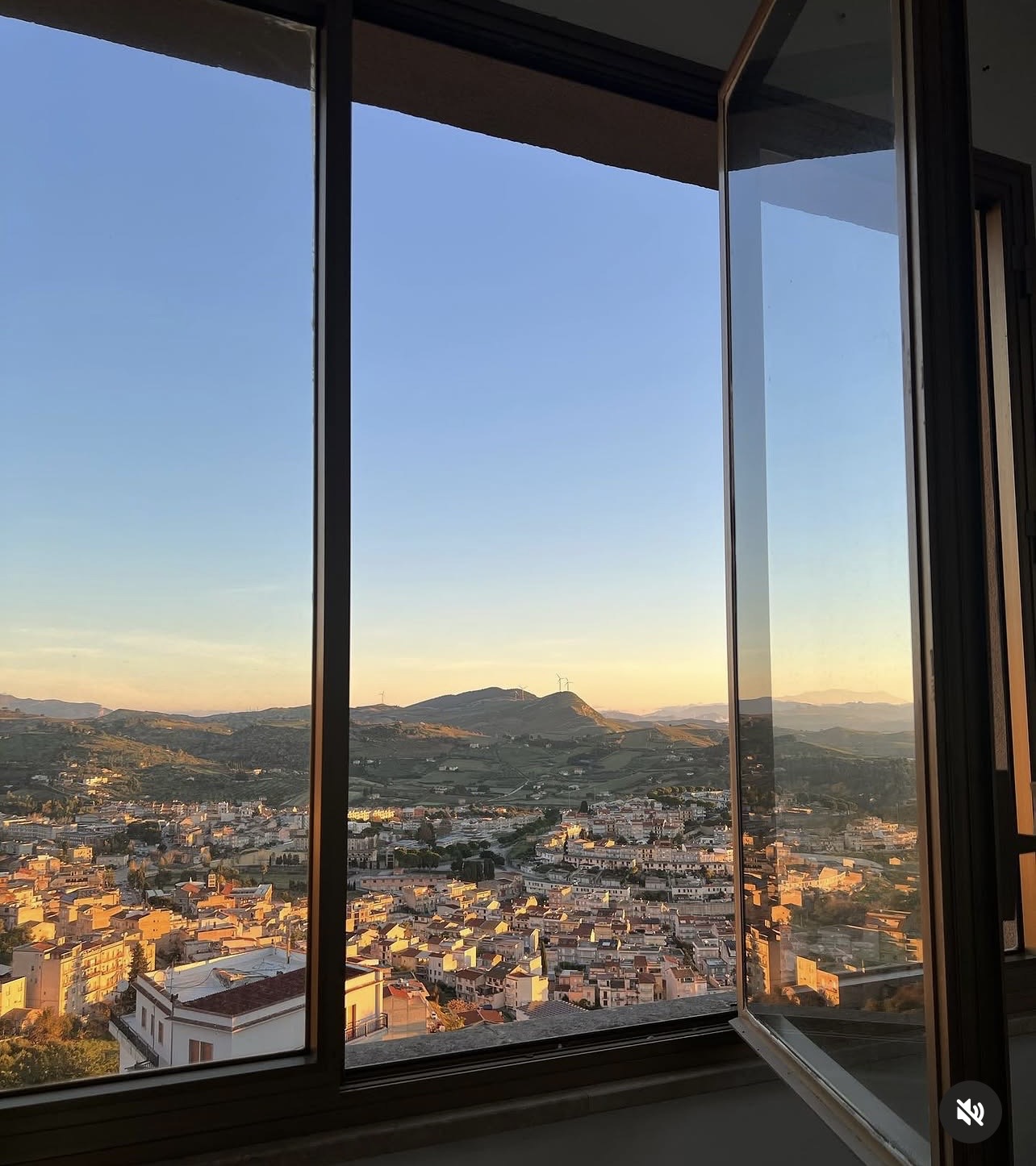 Sunset view over Salemi from the window
