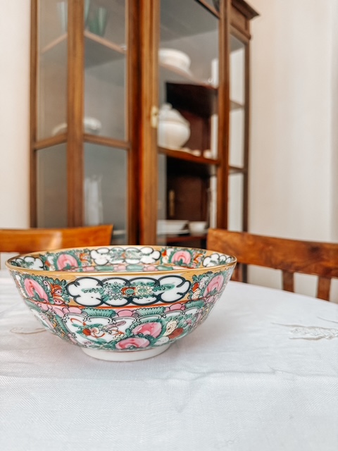 Hand-painted bowl on the dining table